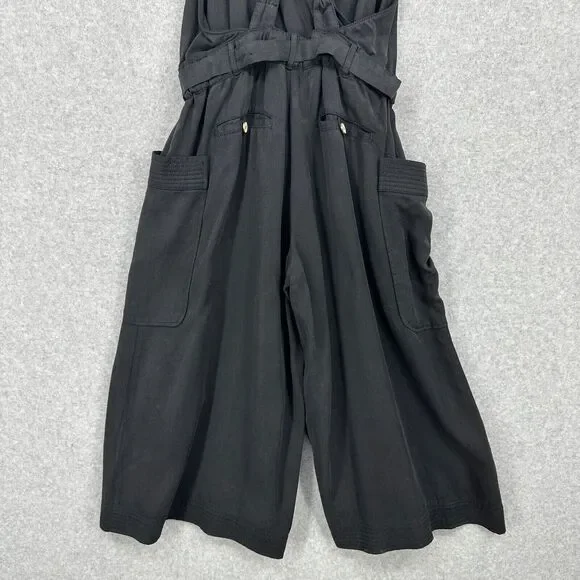 Elevenses Jumpsuit Womens 2 Black Anthropologie Sable Romper Cropped Wide Leg - Picture 8 of 11